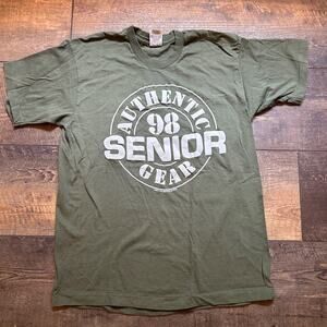 1998 Senior Gear T-Shirt Green L Graphic Print 98 Seniors‎ Crew Neck Vintage USA